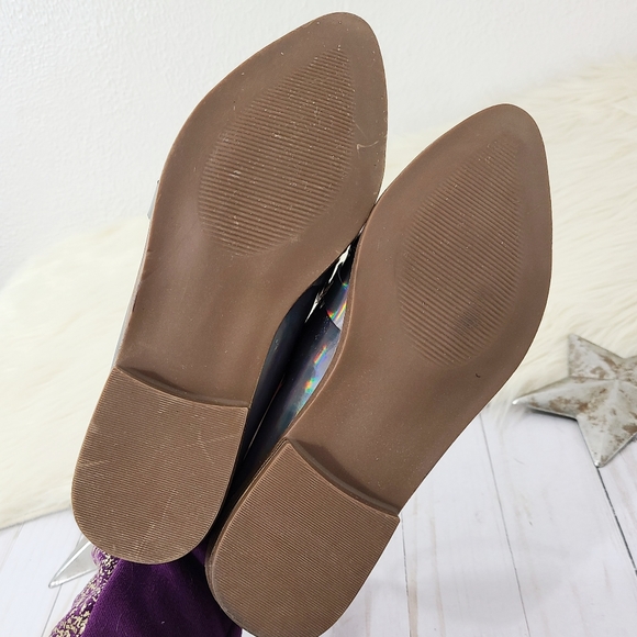 SOLD JustFab Raia holographic loafers rainbow silver 7 - Picture 7 of 8